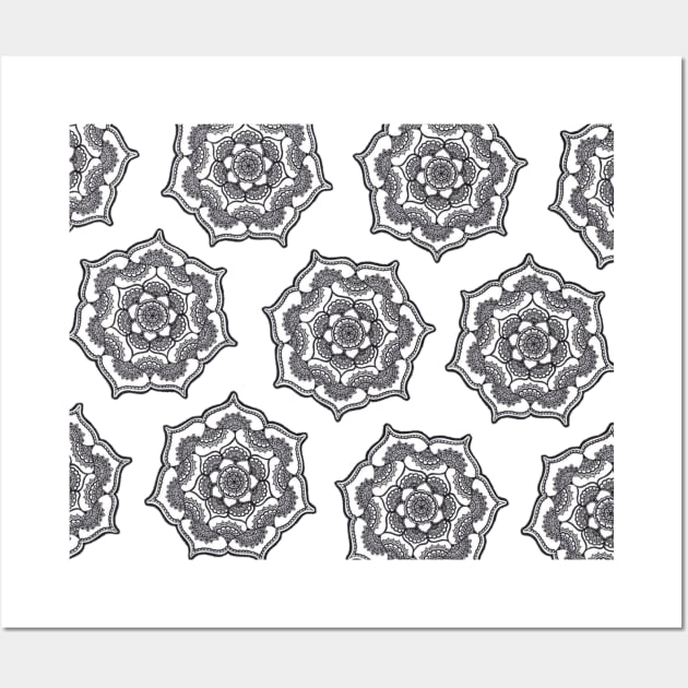 Lotus Flowers Henna Pattern Wall Art by HLeslie Design